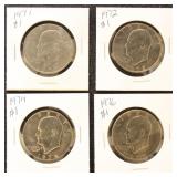 US Coins 4 Eisenhower Dollars, Miscellaneous Dates