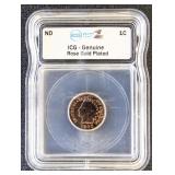 US Coin 1905 Indian Head Cent Rose Gold Plated