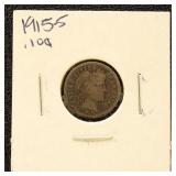 US Silver Coin 1915-S Barber Dime, Circulated