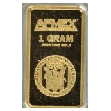 Gold Bullion 1 gram APMEX bar