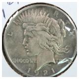 US Silver Coins 1921 $1 Peace Silver Dollar