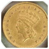 US Gold Coins 1857 $1 Liberty Gold Dollar Type 3