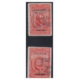 US Revenue Stamps #R703 & R705 Used with Perf Init