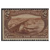 US Stamps #293 Mint No Gum with straight edge at l
