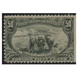 US Stamps #291 Mint HR with creases, 50c Trans-Mis