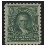 US Stamps #480 Mint HR 4 margin $5 Marshall CV $17
