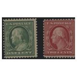 US Stamps #357-358 Mint NH blue paper issues, #358