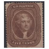 US Stamps #30A Unused No Gum with deep thins 5 Cen