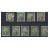 US Revenue Stamps #RB1a-RB7a used Violet Paper Pro