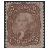 US Stamps #95 Used with thins 1868 F Grill CV $850