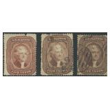 US Stamps #28, 29, & 30A Used Group with faults CV