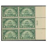 US Stamps #614 Plate Block of 6, Mint NH CV $55