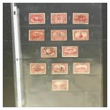 US Stamps #Q1-Q12 Used on page in mixed condition