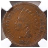 US Coins 1876 Indian Head Cent Graded VF35BN by NG