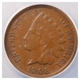 US Coins 1908-S Indian Head Cent Graded VF30 by AN