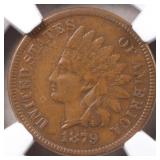 US Coins 1879 Indian Head Cent Graded XF45BN by NG