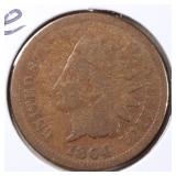 US Coins 1864 Bronze Indian Head Cent, circulated