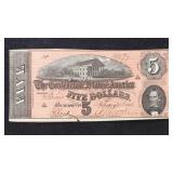 T-69 CSA $5 Serial #100194 Confederate States Curr