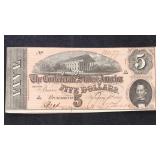 T-69 CSA $5 Serial #100197 Confederate States Curr