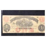 1862 VA Obsolete Currency $1 Treasury Note VT03-13