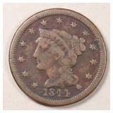 US Coins 1844 Large Cent circulated with damage