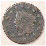 US Coins 1831 Large Cent damaged