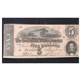 T-69 CSA $5 Serial #100189 Confederate States Curr