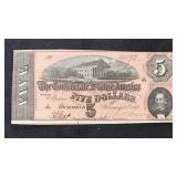 T-69 CSA $5 Serial #100192 Confederate States Curr