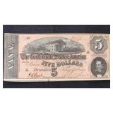T-69 CSA $5 Serial #100190 Confederate States Curr