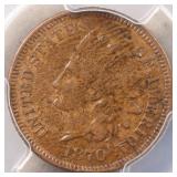 US Coins 1870 Indian Head Cent Graded VF35 by PCGS