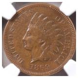 US Coins 1869 Indian Head Cent Graded VF35BN by NG