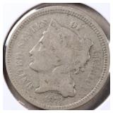 US Coins 1873 Open 3 3 Cent Nickel, Full Liberty,