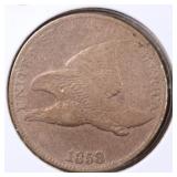 US Coins 1858 Large Letters Flying Eagle Cent, cir