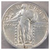 US Coins 1917 Type II Standing Liberty Quarter Gra