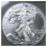 US Coins 1999 Silver Eagle Graded MS69 by ICG
