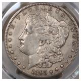 US Coins 1893-CC Morgan Silver Dollar Graded XF De