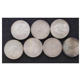 US Silver Coins 7 Peace Dollars, Circulated