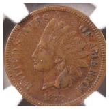 US Coins 1873 Open 3 Indian Head Cent Graded VF35B