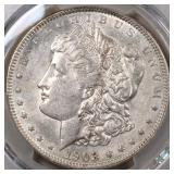 US Coins 1903 Morgan Silver Dollar Graded AU Detai
