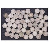 US Silver Coins 50 Mercury Dimes, Circulated