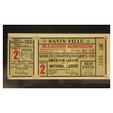 1935 World Series Game 2 Ticket Stub, Cubs @ Tiger