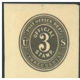 US Official Stamps Cut Square #UO8 Mint full corne