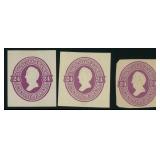 US Stamps Cut Squares #U201-U203 Mint, with small