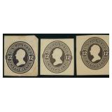 US Stamps Cut Squares #U195-U197 Mint, U195 with c