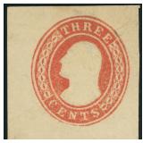 US Stamps Cut Square #U3 Mint with hinge thin, 185