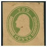 US Stamps Cut Square #U18 Mint with thins at top,