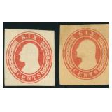 US Stamps Cut Square #U11-U12 Mint, U12 with hinge