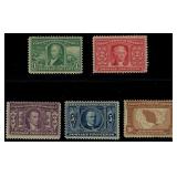 US Stamps #323-327 Mint Hinged with thins CV $305