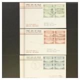 US Stamps #C20-C22 Blocks of 4, three First Day Co