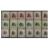 US Stamps #832-834 x6, Mint Hinged group, mixed co